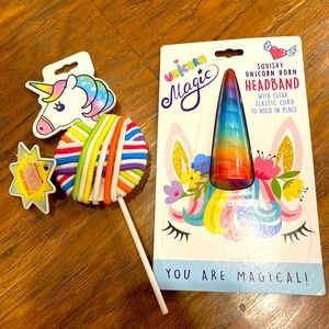 Unicorn Magic Headband & Hair Ties Rainbow NEW box